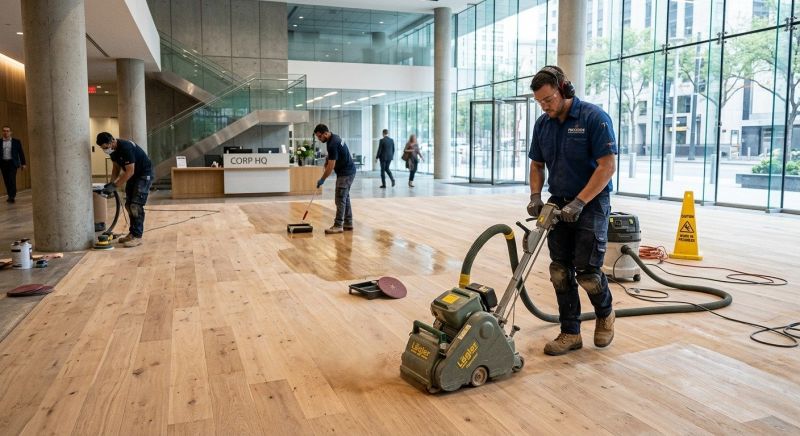Our team working on Wood Floor Service projects in Overland Park, KS