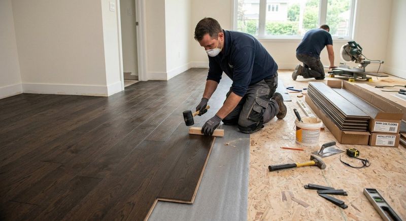 Dark Wood Floor Installation in Overland Park, KS